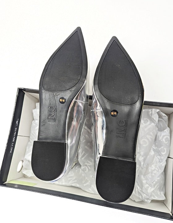 I.N.C. International Concepts Valan Silver Triple Straps Flats Size 9 MSRP $80