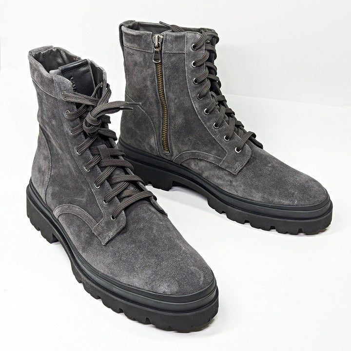 Vince Men's Raider Lace Up Boots in Graphite Suede Size 12 (MSRP $395)