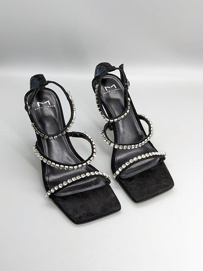 Marc Fisher Dezzi Rhinestone Ankle Strap Sandal Black Size 6 M (MSRP $150)