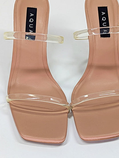 AQUA Women's Kyle High Heel Slide Clear Sandals Size 9.5 (MSRP $128)