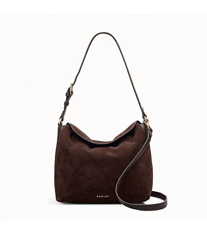 Radley London City Road Women's Flapover Grab Bag Dark Oak Suede (MSRP $288)