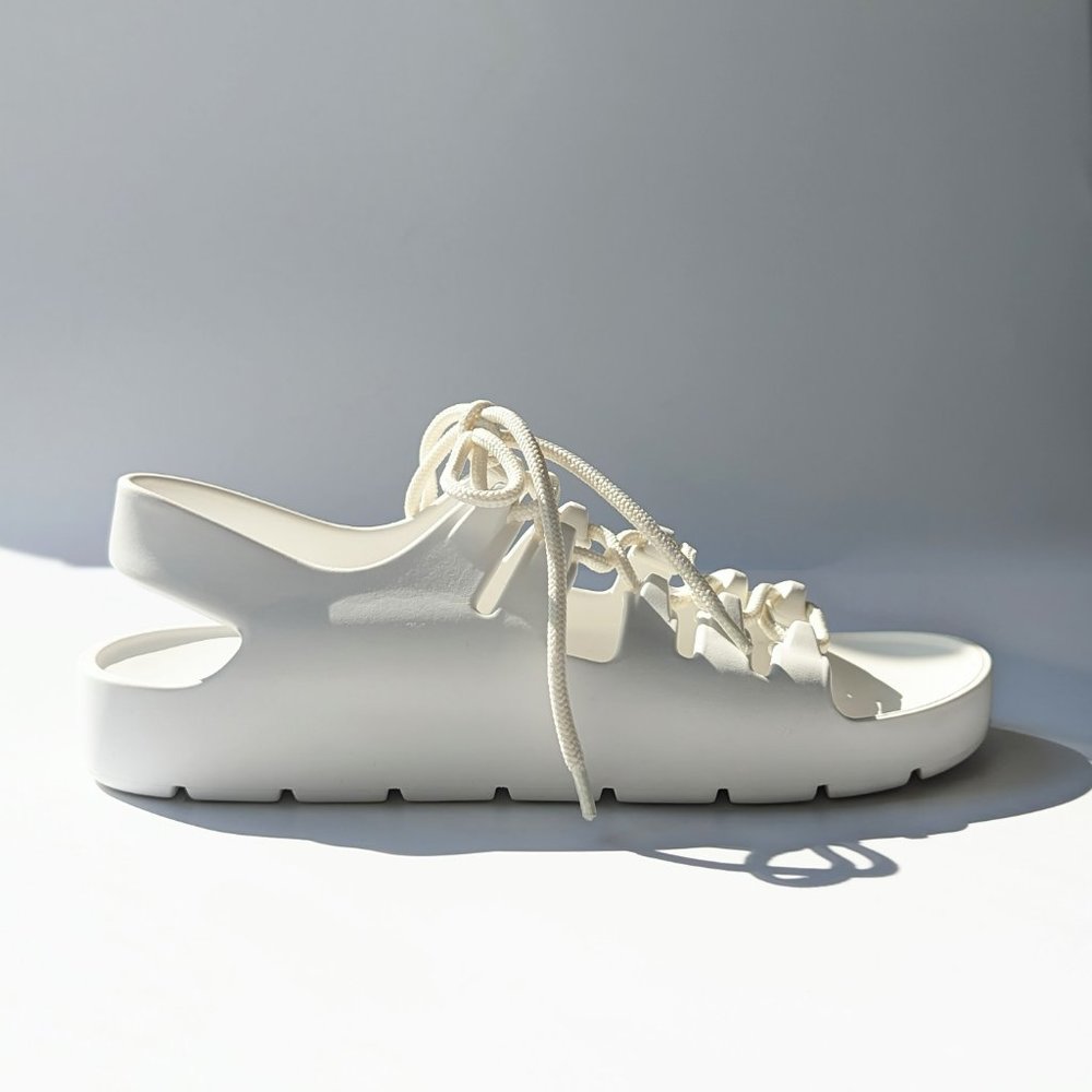 Bottega Veneta Women's White Jelly Lace Up Sandals Size 37 (MSRP $490)