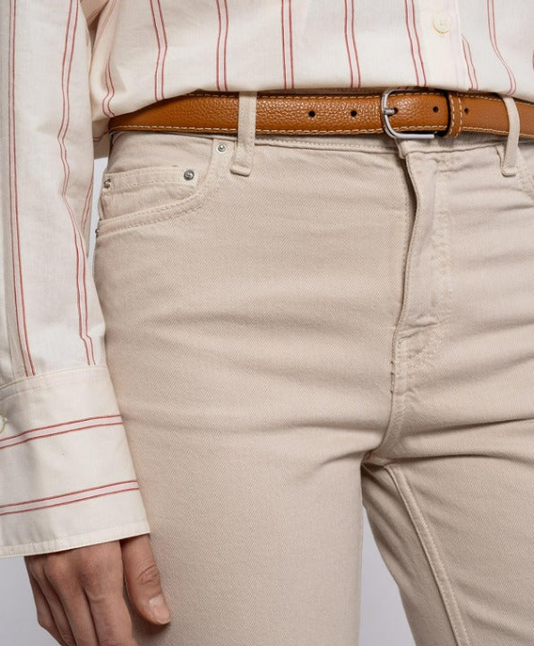 TOTEME Women's Thin Pebbled Leather Belt in Tan Size 90 (MSRP $380)