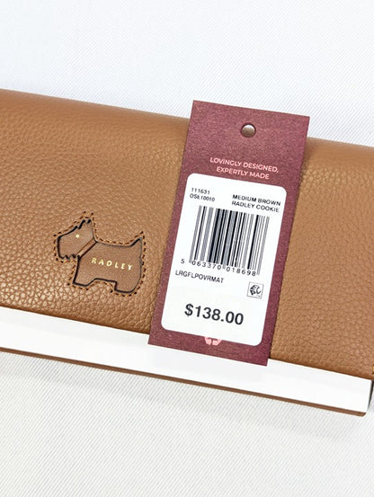 Radley London Cookie Cutter Flap Over Wallet in Medium Brown (MSRP $138)
