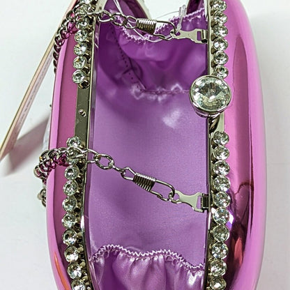 AQUA A-Kristen Orchid Mirror Metallic Patent Minaudière Clutch (MSRP $88)