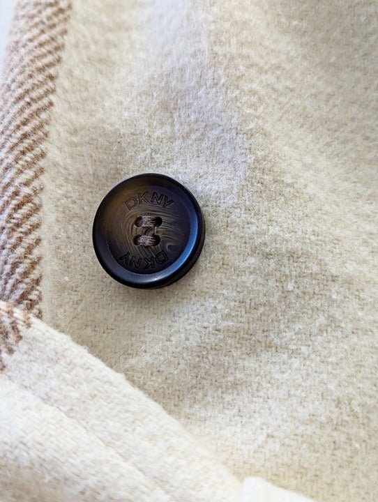 DKNY Women's Plaid Maxi Belted Notch Collar Coat Size XS (MSRP $350)