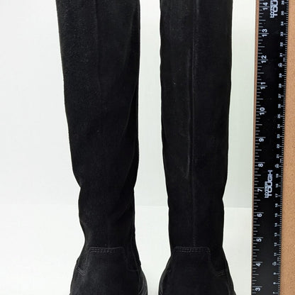 La Canadienne Women's Helene Black Suede Shearling Tall Boots Size 7.5 MSRP $635