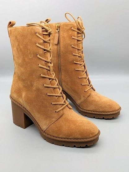 Vince Henderson Women's Tan Suede Lace-Up Booties Size 7 M (MSRP $395)