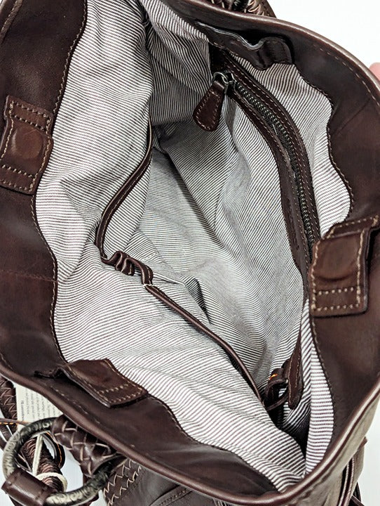 OLD TREND Women's Brown Genuine Leather Brassia Tote Bag (MSRP $359)