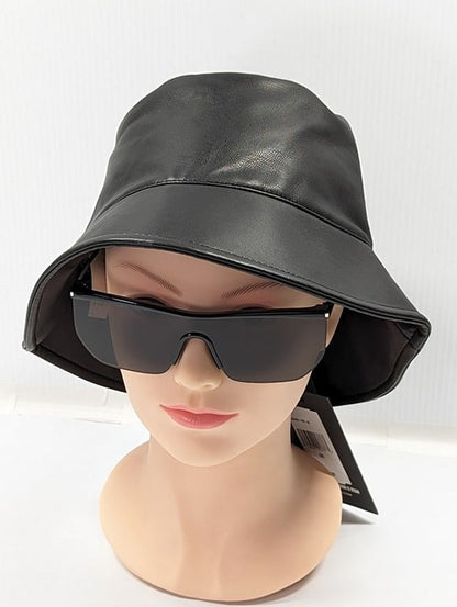 Apparis Women's Amara Black Vegan Leather Bucket Hat One Size (MSRP $78)