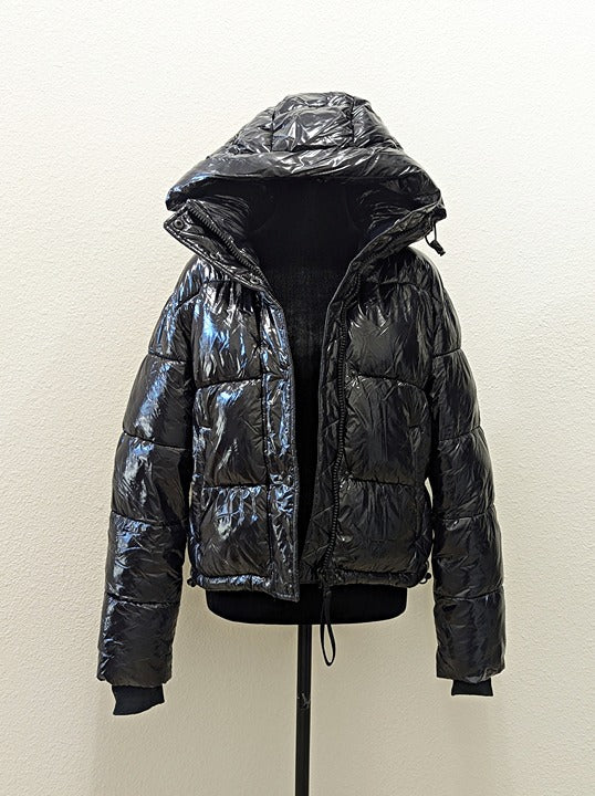 S13 Women's Lexie Black Hooded Water-Resistant Puffer Coat Size S (MSRP $300)