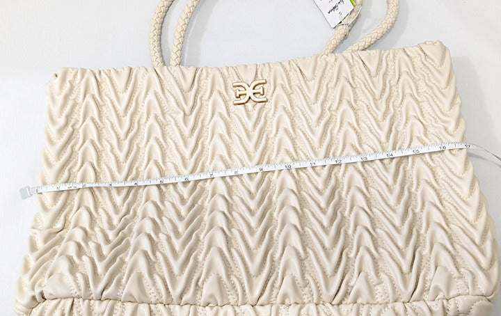 Sam Edelman Ari Women's Quilted Large Tote in Ivory Leather (MSRP $295)