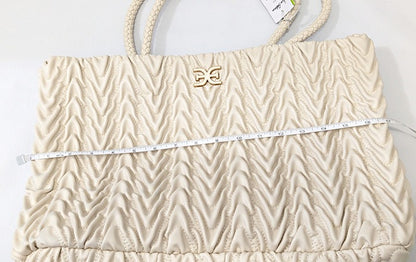 Sam Edelman Ari Women's Quilted Large Tote in Ivory Leather (MSRP $295)