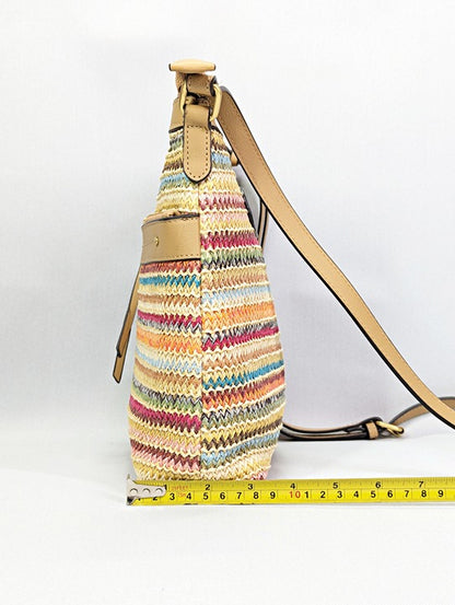 Style & Co Straw North South Crossbody Bag Multi Stripe (MSRP $80)