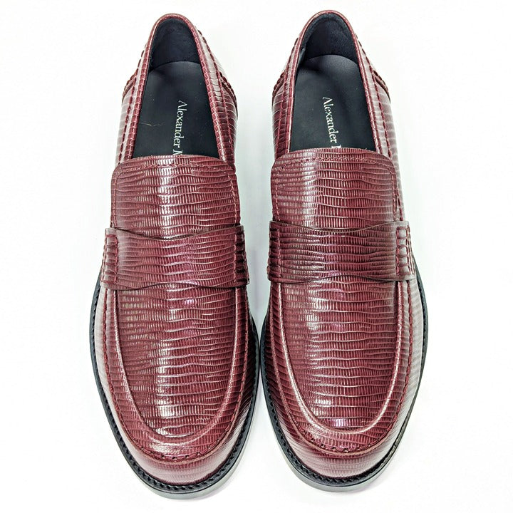Alexander McQueen Men's Croc Embossed Apron Toe Loafers Size 43 (MSRP $990)