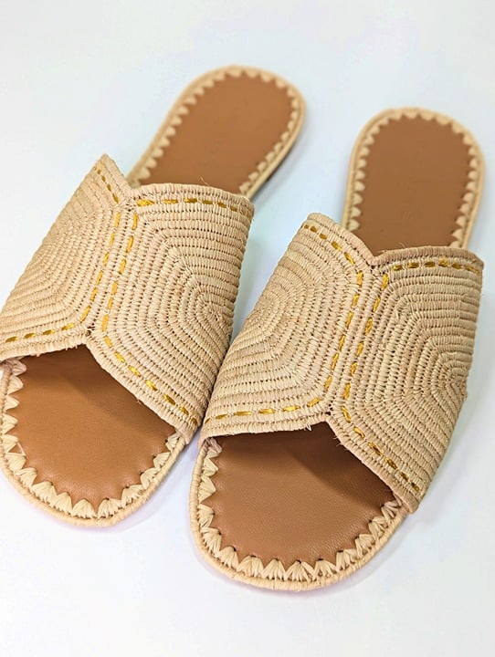 Clergerie Women's Ineni Woven Slide Sandals in Paille Naturel Size 9.5 MSRP $375