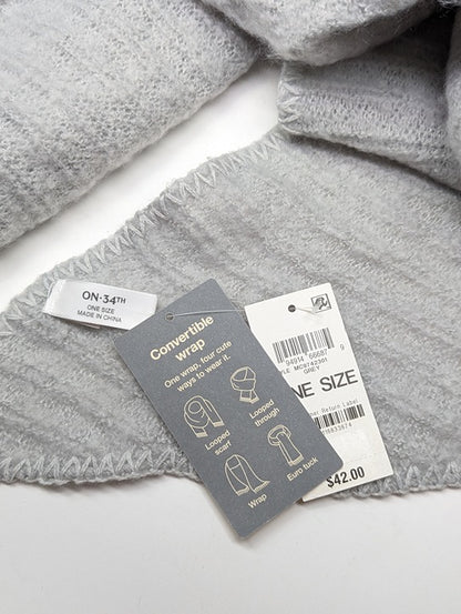 On 34th Women Grey Convertible Wrap Scarf Oversized 22" x 90" (MSRP $42)