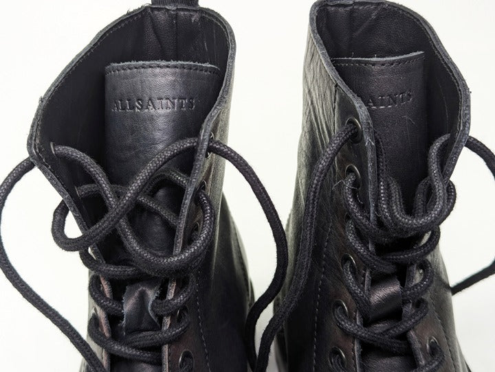 AllSaints Tobias Men's Lace-Up Washed Leather Boots Dark Brown Size 7 MSRP $358