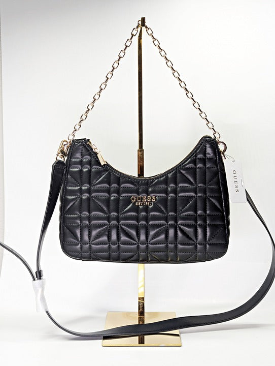 Guess Assia Women's Convertible Top Zip Shoulder Bag in Black (MSRP $108)