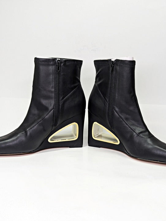 Katy Perry Women's The Hollow Wedge Black Booties Size 10 (MSRP $149)