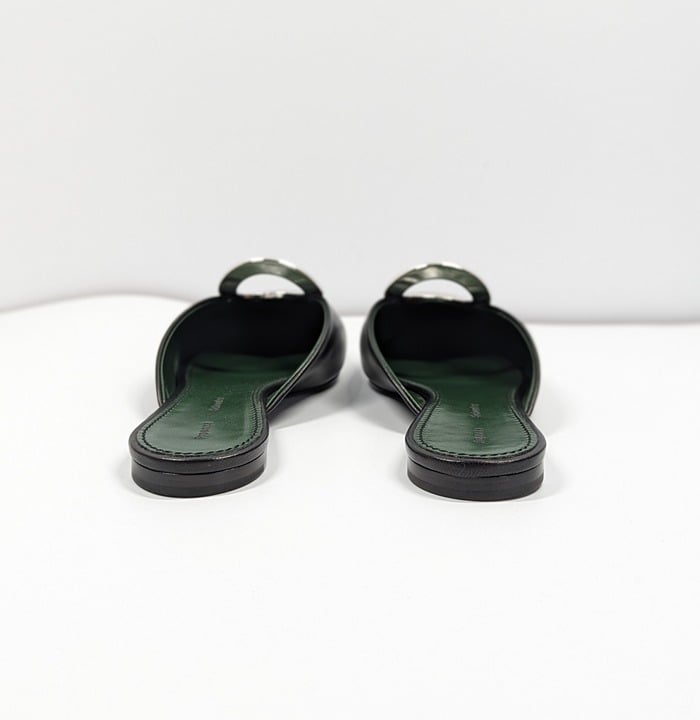 Proenza Schouler Women's Black Circle Ring Point Mules Slide Size 37.5 MSRP $550