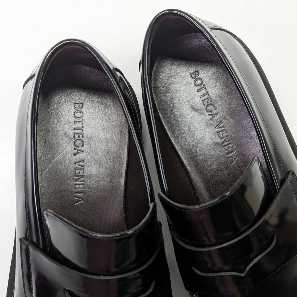 Bottega Veneta Men's Black Leather Slip On Lug Penny Loafers Size 43 MSRP $1,300