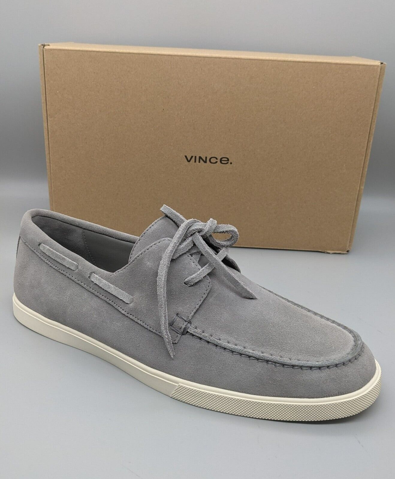 Vince Men's Salerno Smoke Suede Boat Shoe Size 8.5M (MSRP $230)