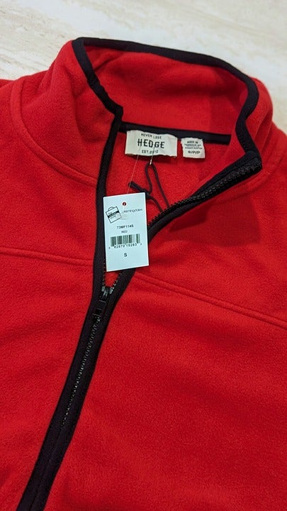 Never Lose HEDGE Men's Zipper Front Fleece Jacket Red Size S (MSRP $79)