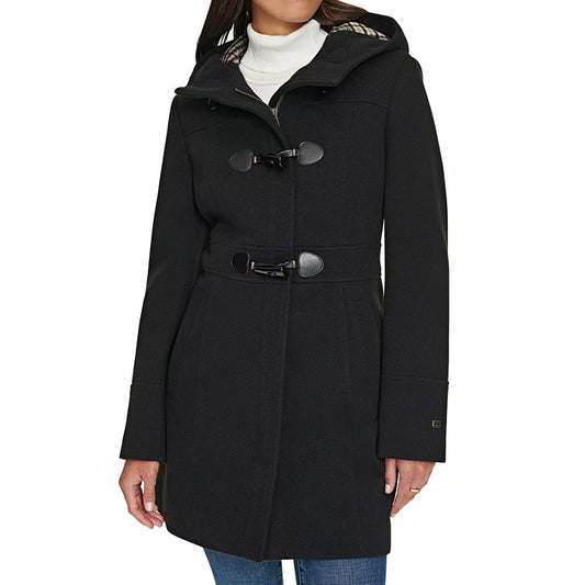 Tommy Hilfiger Women's Black Hooded Toggle Walker Coat Size XL (MSRP $325)