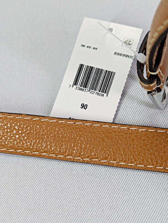 TOTEME Women's Thin Pebbled Leather Belt in Tan Size 90 (MSRP $380)