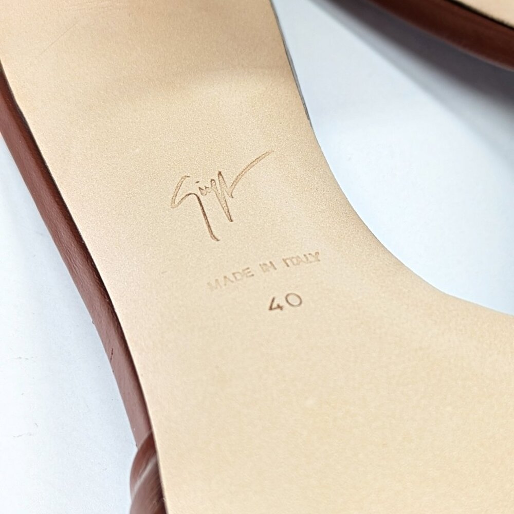 Giuseppe Zanotti Vanilla 85 Knotted Bow Mule Sandals Cacao Size 40 (MSRP $895)