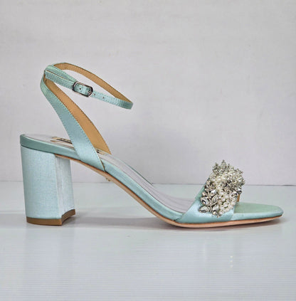 Badgley Mischka Women's Clara Embellished Block Heel Sandals Size 7.5 MSRP $235