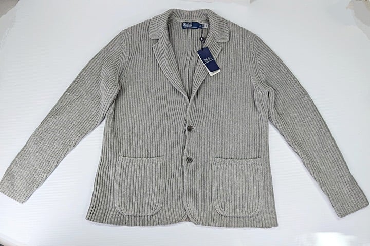 Polo Ralph Lauren Men's Cotton-Cashmere Blazer Cardigan Grey Size L (MSRP $398)