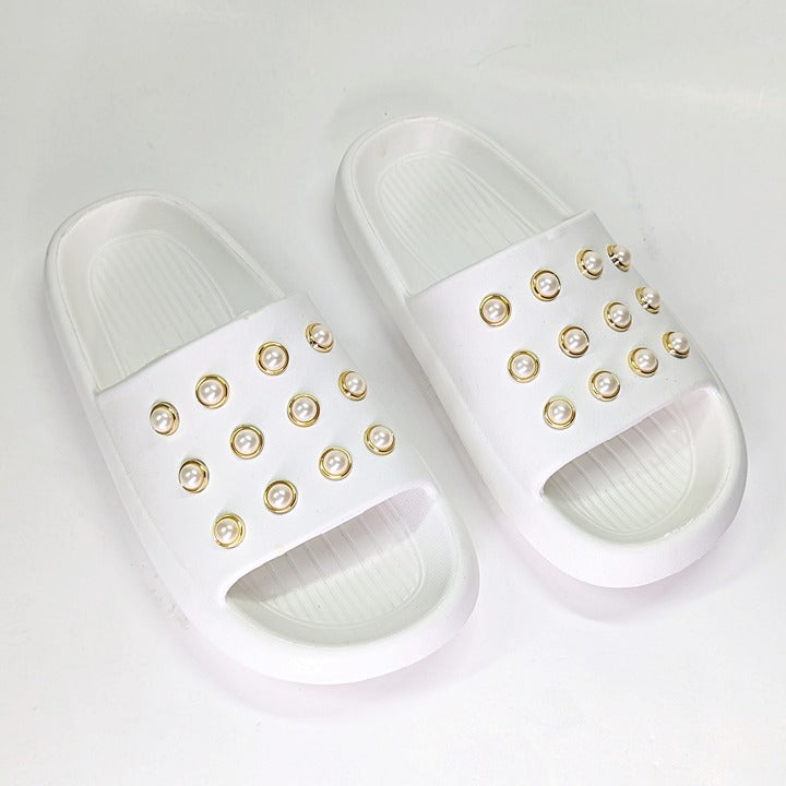 Kenneth Cole Mello Eva Pearl Embellished Platform Sandal White Size 8 (MSRP $59)