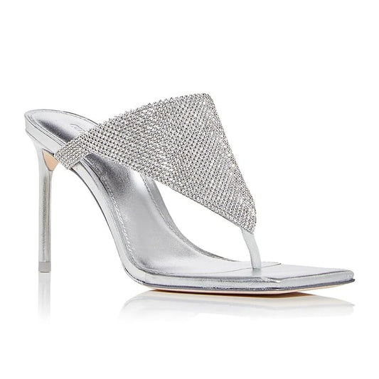 Cult Gaia Women's Audrey Rhinestone Embellished Heel Sandals Size 37.5 MSRP $568