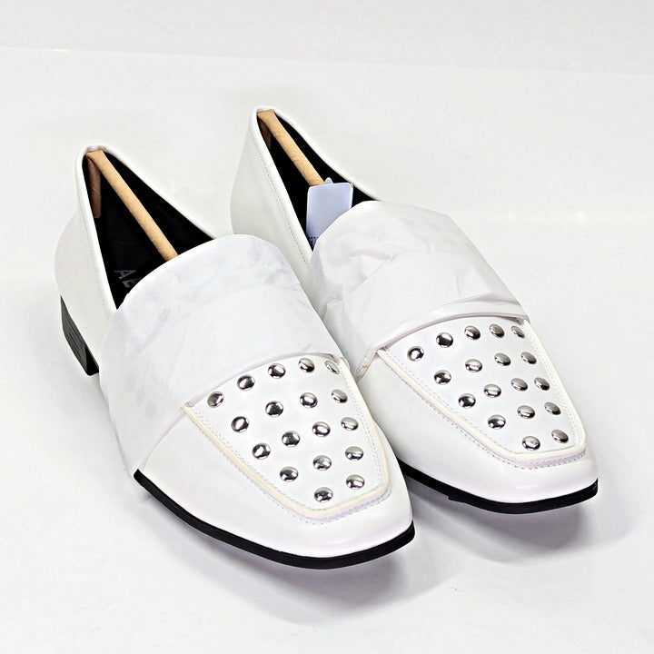 Aerosoles Women's Prince White Studded Loafers Size 10 (MSRP $125)