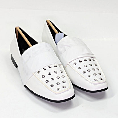 Aerosoles Women's Prince White Studded Loafers Size 10 (MSRP $125)