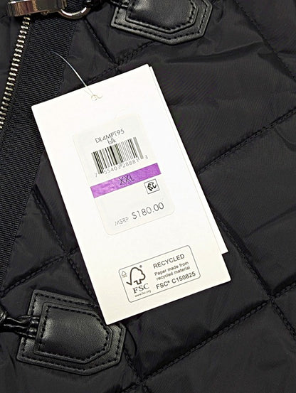 DKNY Women's Water Resistant Black Hooded Quilted Jacket Size XXL (MSRP $180)