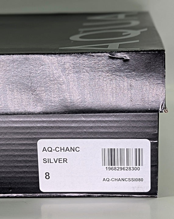 Aqua Chance Strappy Open Toe Platform Block Heels Silver Size 8 (MSRP $118)