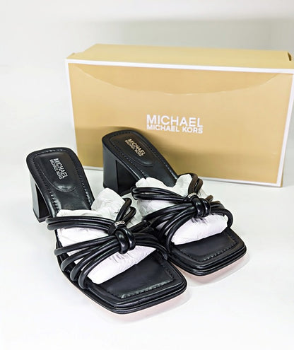 Michael Kors Women's Astra Black Leather Strappy Sandals Size 6.5 (MSRP $145)