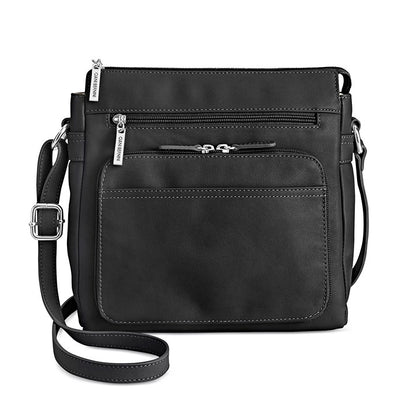 Giani Bernini Women's Black Nappa Leather Front Zip Crossbody (MSRP $130)