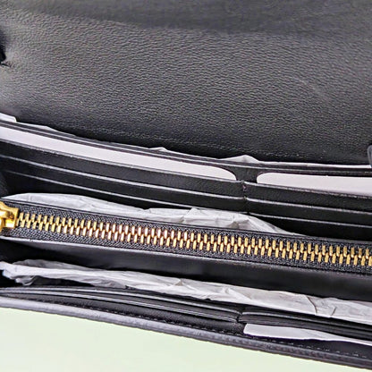 Balmain B-Buzz Snakeskin-Embossed Leather Gold Chain Clutch Wallet (MSRP $1,095)