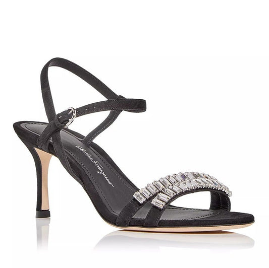 Ferragamo Women's Idwige Embellished High Heel Sandals Size 7.5 (MSRP $1,190)