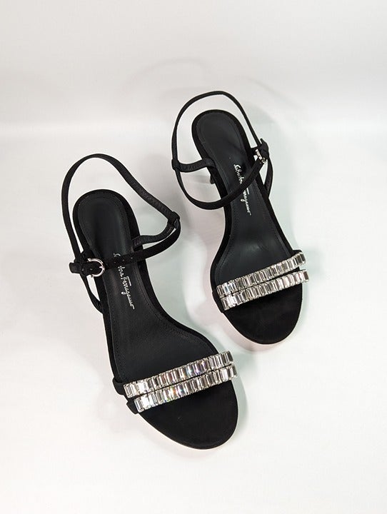 Ferragamo Women's Idwige Embellished High Heel Sandals Size 7.5 (MSRP $1,190)