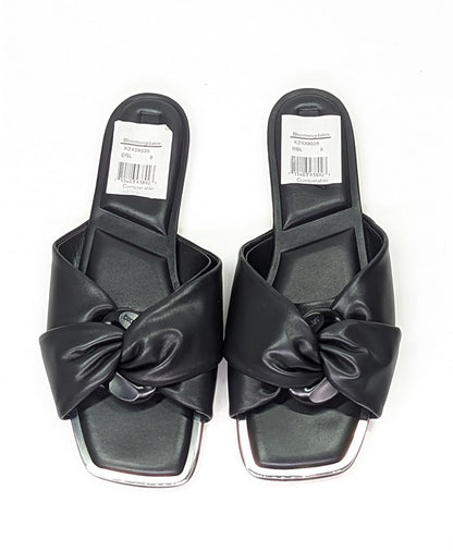 NWOB DKNY Women's Doretta Black Square Toe Slide Sandals Size 8 (MSRP $120)