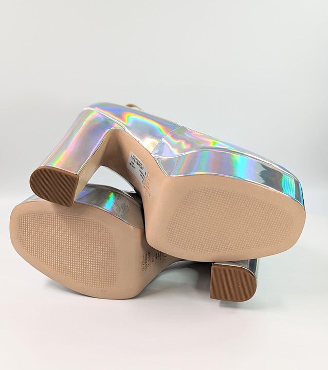 Schutz Renee Women's Ankle Strap Platform Pump Hologram Size 9 B (MSRP $158)