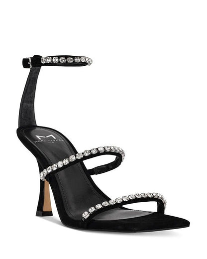 Marc Fisher Dezzi Rhinestone Ankle Strap Sandal Black Size 6 M (MSRP $150)