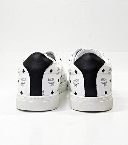 MCM Men's Terrain Derby Visetos Logo White Leather Sneaker Size 46 (MSRP $450)