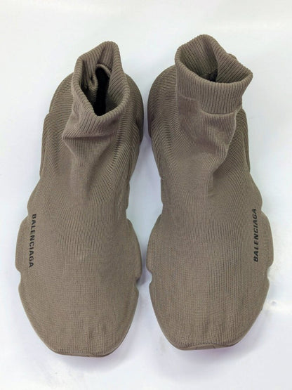 Balenciaga Men’s Speed Allover Knit Sneakers in Taupe Size 41 (MSRP $1,050)