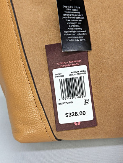 Radley London Kendal Terrace Medium Zip Top Grab Bag Medium Beige (MSRP $328)